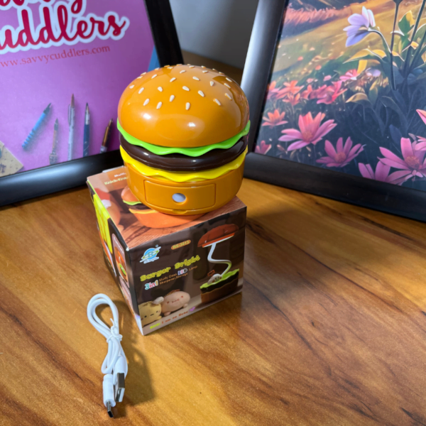 Burger Shaped Desk Lamp for Kids With Pencil Sharpener