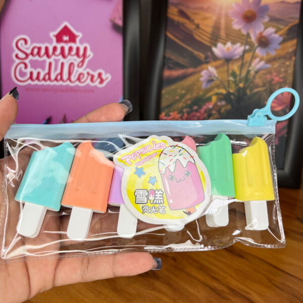 Pastel Ice Cream Stick Popsicle Shape Highlighters (Set of 6)