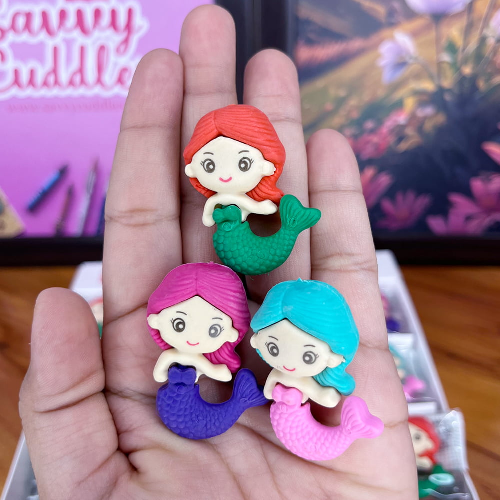 Girl's Cartoon Mermaid Eraser 3colors